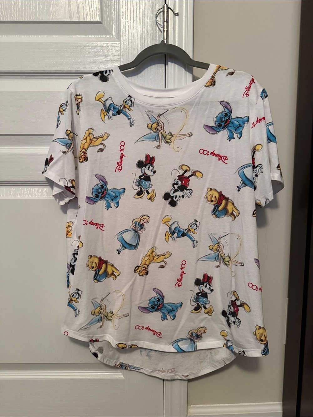 Disney White Short Sleeve Tee with Multi-Character Print
